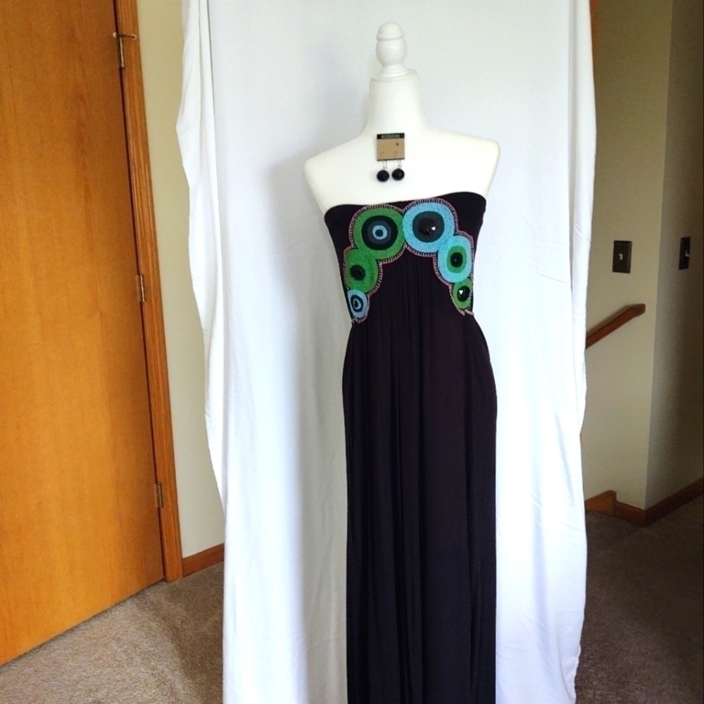 Black maxi dress with beading from t- bag's